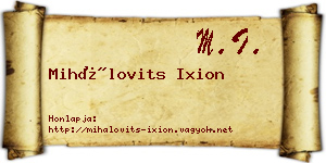 Mihálovits Ixion névjegykártya